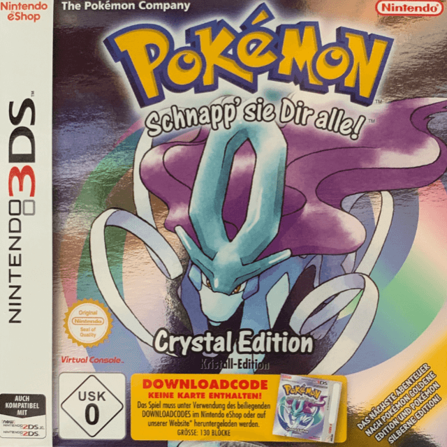 Pokemon Crystal box art for Nintendo 3DS